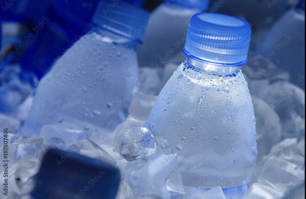 Bottled water in ice